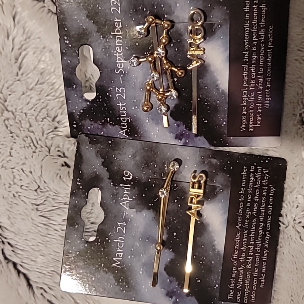 Gold Astrology hair pins